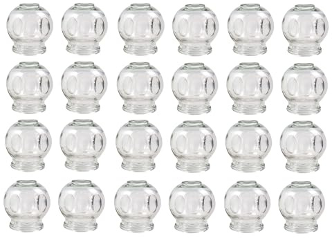 Set di coppette in vetro, coppette per il fuoco, massaggio sottovuoto per il rilassamento muscolare e il sollievo dal dolore, coppettazione Hijama Hacamat, terapia, Cupping Banki (24 pezzi, 9 cm)