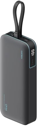 CUKTECH Power Bank 20000mAh Ricarica Rapida Caricatore Portatile 40W Cavo USB C Integrato PD3.0 LED Powerbank Compatibile con iPhone 17/16/15, Samsung S24/S25, Xiaomi, iPad