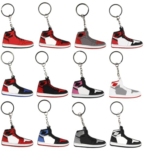 KOQAIIZ Porte Clé Basket, Cadeau Basketball, 12 Pièces Porte Clés Sneaker, Cadeau Porte Clef Pendentif de Chaussure