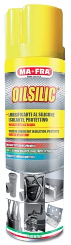 MA-FRA Oil Silic 200ml, Lubrificante Siliconico Spray per Auto, Moto e Casa, Anticigolio e Protettivo Anti-Umidità, Ripristina Contatti Elettrici, Incolore Senza Residui, con Cannula di Precisione