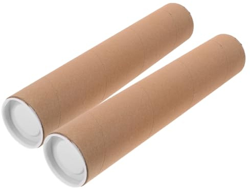 HOMOCONO Kraftpapier Versandhülsen 2 Stück mit Kappen für Poster und Karten | Braun, Rundes Rohr für Archivierung und Bastelprojekte, Wiederverwendbar, für Pläne, Fotos und Zeichnungen