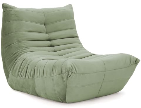 Vesgantti Togo Sofa für kleine Räume, Bodensofa aus Memory-Schaum, Loungesofa aus Wildlederimitat, kleines Wohnzimmer Sofa, Grün