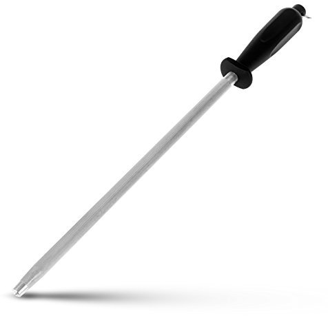Professional Carbon Steel Black Knife Sharpening Steel, Black 12 Inch