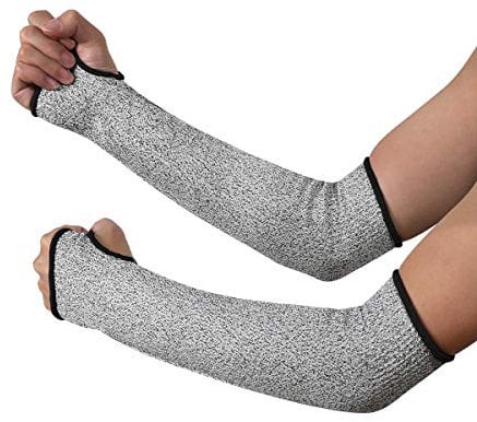 STGOOD Cut Resistant Sleeves with Thumb Hole, Level 5 Protection, Slash Resistant Safety Protective Arm Sleeves Grey