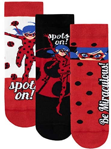 Miraculous Mädchen Ladybug Socken Packung mit 3 Paar Mehrfarbig 37/40