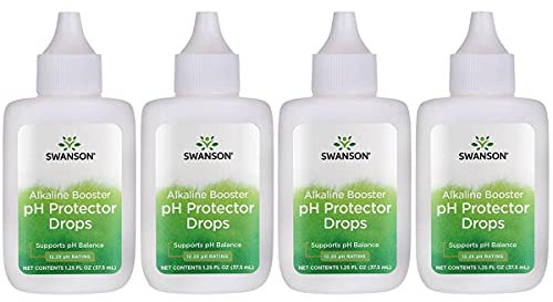 Swanson Alkaline Booster ph Protector Drops 1.25 fl Ounce (37.5 ml) Liquid (4 Pack)