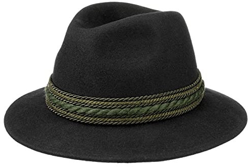 Lodenhut Manufaktur Landsgut Traveller Hut Wollfilzhut Kordelband Uni Herren Sommer Winter schwarz 59 cm