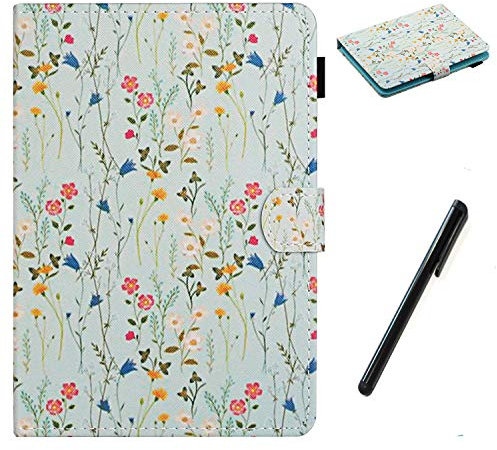 HereMore Universal Case for 8 Inch Tablet with Pen, Leather Stand Cover Protective Shell for Fire HD 8,Huawei MediaPad T3 8,Samsung Galaxy Tab A8, Acer Iconia One 8 B1-870,Lenovo Tab E8, Flower