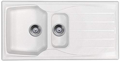 Astracast Sierra 1.5 Bowl Reversible White Kitchen Sink with Basket Waste Kit
