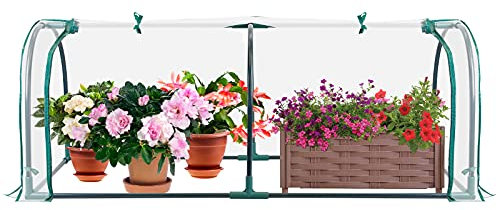 JonesHouseDeco - Serra a tunnel 130 x 60 x 50 cm, resistente ai raggi UV in PVC rinforzato e robusto telaio in acciaio, mini serra per giardino, balcone, cortile #G309A01