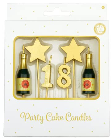 PD-Party - Geburtstagskerzen für Kuchen & Torten - Geburtstagsdeko - Goldene Kuchenkerzen für Geburtstagsfeiern von Kindern & Erwachsenen - Zahlenkerzen - Nummer Kerze - Größe 3 x 9 x 1 cm - 18 Jahre