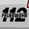 Feuerwehr 112 Notruf -6 Größen 21 Farben- Aufkleber Rettung Einsatz Blaulicht