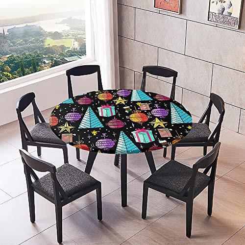 FANSU Runde Tischdecke Garten Abwaschbar, 3D Motiv Serie Polyester Fleckschutz Tischdecken Größe Wählbar für Gartentisch, Outdoor in Kiche, Haushalt & Wohnen (Schwarze Sterne,Durchmesser 90cm)