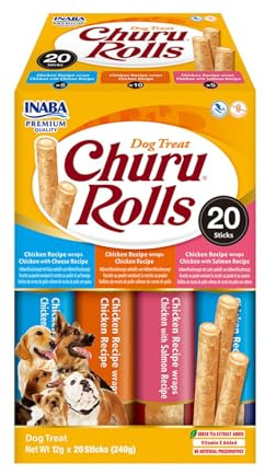 INABA Churu Rolls mit echtem Fleisch Variety Box, Hundeleckerli ohne Getreide, ohne Zucker, Keine Nebenerzeugnisse, hochwertige Zutaten, Weiche und Saftige Hundesnacks mit Huhn 240 g (1er Pack)