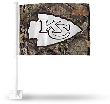 Rico Industries NFL Kansas City Chiefs Mossy Oak doppelseitige Autoflagge – 40,6 x 48,3 cm – starke Stange zum Einhaken an Auto/LKW/Auto