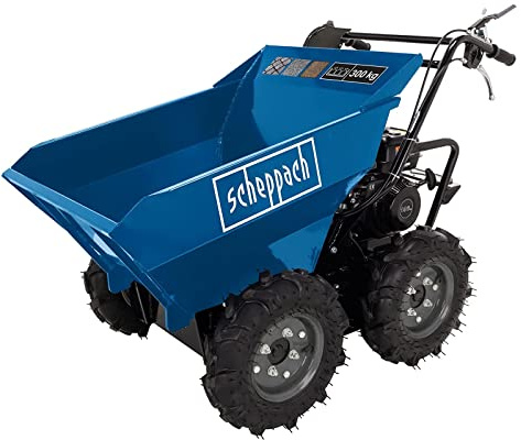 Scheppach Benzin Dumper DP3100 | 300kg & 5,6 PS Leistung | 3-Vorwärts-/1-Rückwärtsgang | Allradantrieb | Muldenkipper Motor-Schubkarre