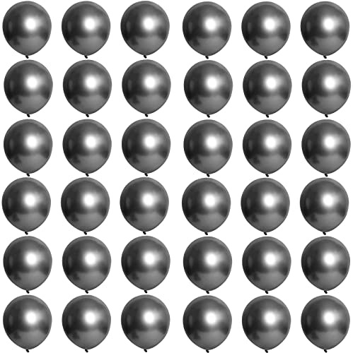 Kleine Luftballons Metallic Schwarz 5 Zoll für Party Glänzende,36 Stück Mini Metallisches Chrom Latex Luftballons Helium Ballons für Geburtstag,Hochzeit,Babyparty Graduierung Weihnachts Dekorationen