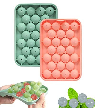 Sinoskye Runde Eiswürfelform Silikon, 2er Pack Eiswürfelformen Rund Bälle Eiswürfelbehälter für Gefrierschrank Kreis Whiskey, Tee, Eis, Cocktail, Kaffee und anderes Getränk