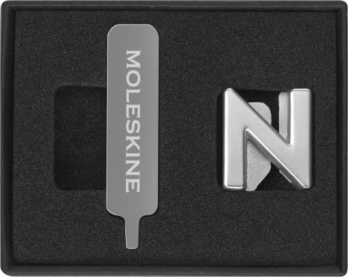 Moleskine Pin per Taccuino o Agenda Lettera N, Spilla Lettere, Personalizza la Chiusura con Elastico, Idee Regalo Personalizzato, Colore Argento