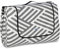 Relaxdays XXL Picknickdecke, 300x300 cm, isoliert, wasserdicht, Fleece Stranddecke, Tragegriff, Zickzack, weiß/grau