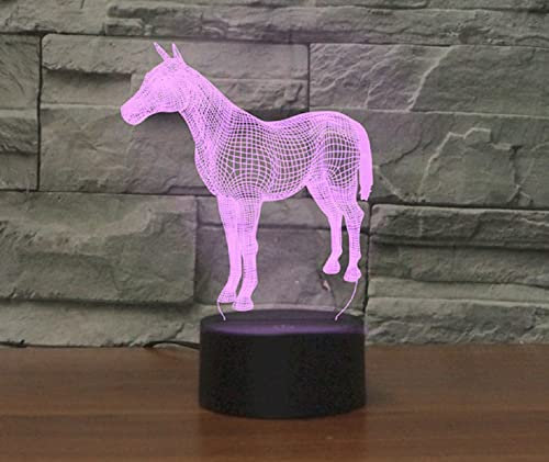 SUPERRUIDALONG 3D Das Pferd Nachtlicht 7/16 Farbwechsel LED-Fernbedienung Tischlampe Acryl flache ABS-Basis USB-Dekoration Geburtstag Weihnachten Geschenke