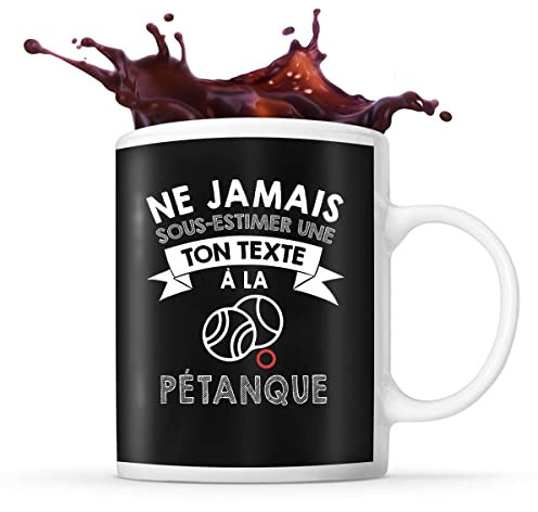 Planetee Mug pétanque Prénom métier âge Personnalisable | Tasse drôle pour Femme Joueuse de Pétanque | idée cadeau anniversaire Noël