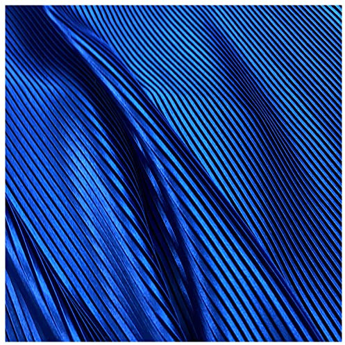 Satin-Plissee-Stoff, feine Streifen, Akkordeon, Plisse-Stoff für Kleider, Rock, Nähmaterial, 144,8 cm Breite, MM373 (Königsblau)