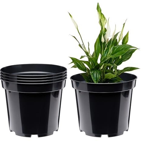 Garronda Macetas de Producción Macetas Redondas para Plántulas de Flores y Plantas GD-0025 (5 Piezas Negro, ⌀ 36cm H 29,5cm)