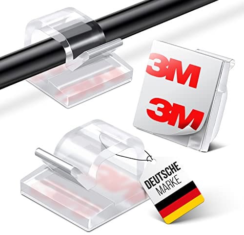 MYMIND® Kabelhalter selbstklebend [3M KLEBER] 50 Stück Indoor & Outdoor - Kabelclips für Kabelmanagement - Kabelklemmen & Kabelorganisator am Schreibtisch - Kabelbefestigung Lichterkette(transparent)