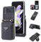 ESONG Cover a Portafoglio per Samsung Galaxy Z Flip 3 con Cinturino,Custodia Antiurto Protezione con Slot per Schede/Cordino/Stand,Caso in Pelle Premium PU Protettiva Case per Donna-Nero
