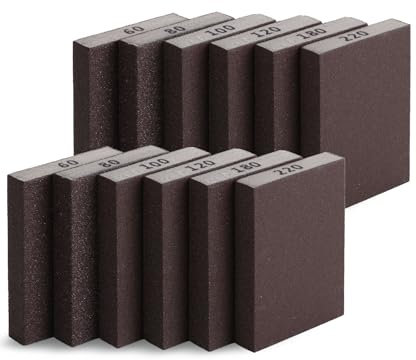 Bates- Sanding Sponge, 12 pcs, 60/80/100/120/180/220 Grit Assortment, Washable and Reusable, Sandpaper Block, Sanding Blocks for Wood, Sanding Pad, Drywall Sanding Block, Drywall Sanding Sponge