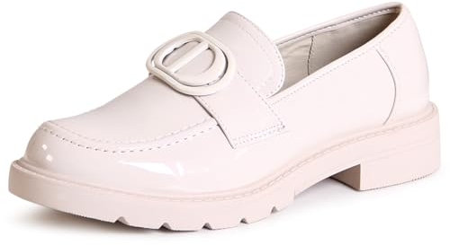 topschuhe24 2783 Damen Lack Halbschuhe Plateau Slipper, Farbe:Beige, Größe:38 EU
