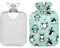 ZZXXB Pinguin Winter Skating Wärmflasche mit Fleece-Bezug, PVC-Wärmbeutel, 2 Liter