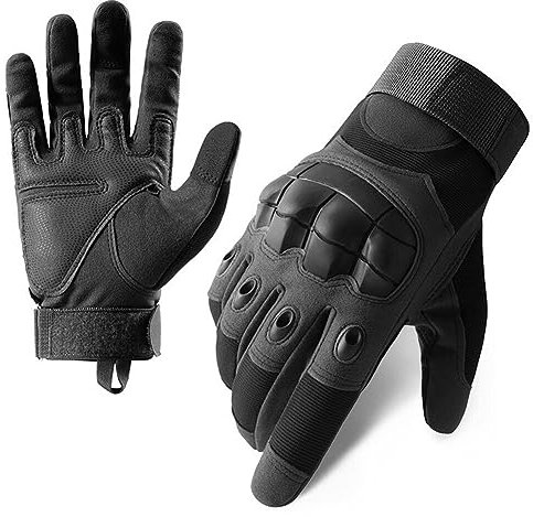Gants Tactique Militaire à Écran Tactile pour Homme et Femme - Extérieur Plein Doigt en Cuir Microfibre, Sports De Plein Air, Noir M