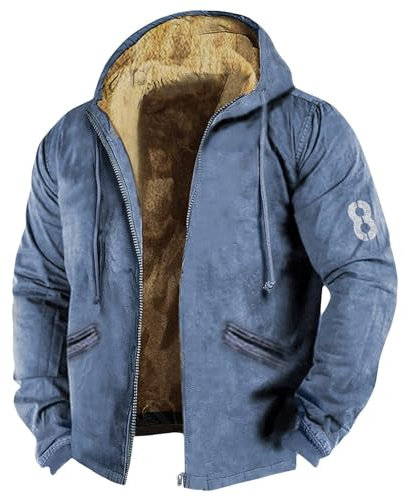 Feibeauty Teddy Mantel Jacke Herren Wasserdicht Herren Jacke Warm Männer Jacken Wanderjacke Herren Hoodie Mit Reißverschluss Herren Outdoorjacke Herren Fahrradmantel 28 Zoll (Blue, 6XL)