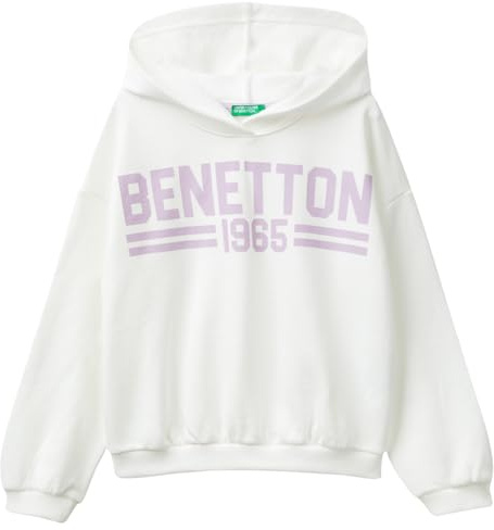 United Colors of Benetton Sweatshirt mit Kapuze für Mädchen und Mädchen, Weiß, 150 cm