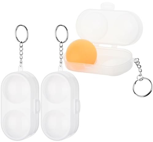 Cosmos 3 Pcs Table Tennis Ball Protective Case Ball Holder Ping Pong Ball Carry Box Portable Table Tennis Ball Storage Box with Keychain for Ping Pong Container Ball Accessories (Clear)