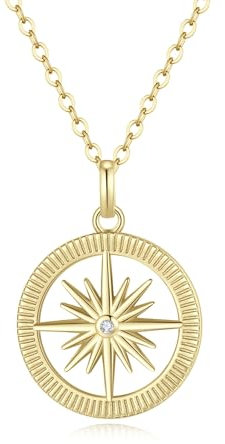 GAVU Kompass Kette Damen Gold, Halskette Damen Silber 925, Kette mit Kompass Anhänger, Geschenk zum Valentinstag Muttertag