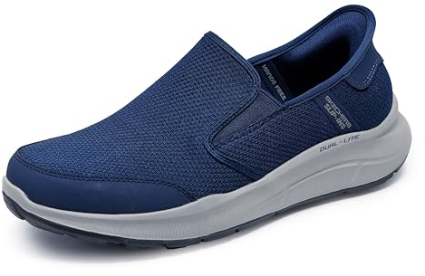 Skechers Equalizer 5.0 Drayze - Tenis sin Cordones para Hombre, Duraleather de Malla Azul Marino, 44 EU