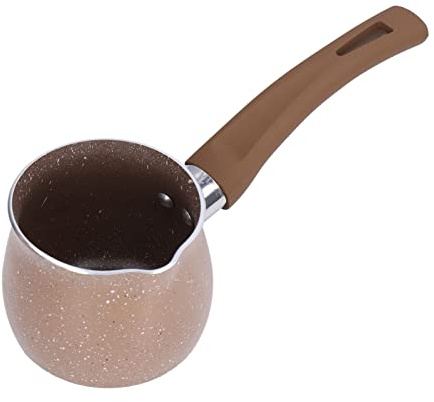 Poêle à Lait Classique de 8 Cm, Revêtement Antiadhésif, Poignée Cool Touch, Dotée d'une Lèvre Verseuse Unique, Adaptée aux Plaques Électriques à Gaz à Induction, Alliage d'Aluminium, Marron