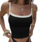 Top Damen Crop Tops Damen Sexy Spaghetti Top Rückenfrei Y2K Top Bauchfreies Oberteil Vintage Tank Top Streetwear Tops Teenager Mädchen (DE/NL/SE/PL, Alphanumerisch, M, Regular, Regular, Schwarz)