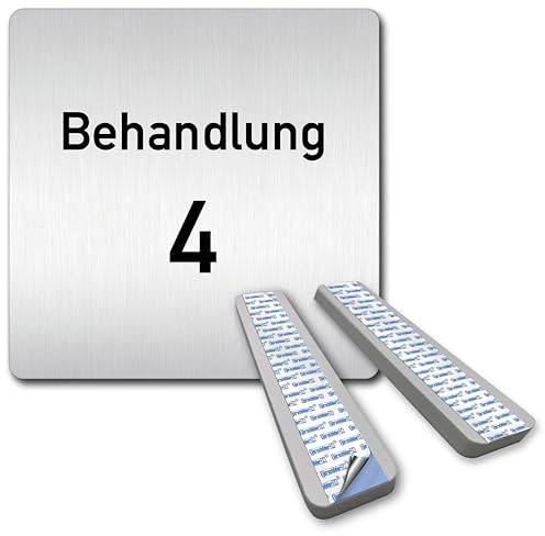 Türschilder24 XXL Schild - Türschild • 125 x 125 mm • Behandlung - Behandlungsraum • 1,5 mm Aluminium Vollmaterial • 100% Made in Germany (Beahndlung 4 + Abstandshalter)