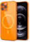 Svanove for iPhone 12 Pro Case Clear Compatible with Magsafe, Fluorescent Transparent Magnetic Magnet Mag Case, Slim Thin Bright Silicone Grip & Shockproof Bumper Camera Cover, Neon Orange