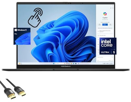ASUS Zenbook 14 Laptop, Pantalla Táctil WUXGA OLED de 14, 14-Cores Ultra 5-125H, 8GB RAM, 512GB PCIe 4.0, Teclado Retroiluminado de US, WiFi 6E, Batería de Larga Duración, USB-C, PDG HDMI, Win 11 Pro