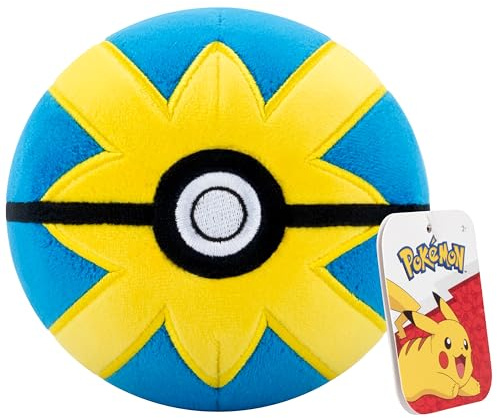 Pokemon 12,7 cm Quick Ball Plüsch – Offiziell lizenziert – Generation 4 Poke Ball – Authentisches weiches gefülltes Pokeball-Spielzeug mit beschwertem Boden – Geschenk für Kinder, Jungen, Mädchen ab 2