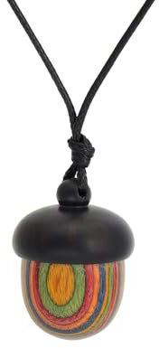 Meiliyizu Halskette mit -Anhänger aus Holz, Vintage-Stil, handgefertigt, Eichelaufbewahrung, Lederkordel, Choker für Damen, Modeschmuck, Geschenk