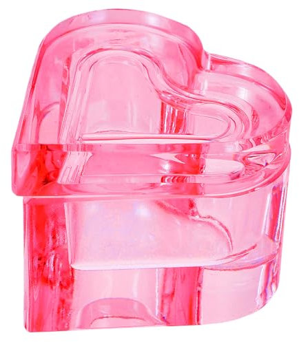 Healeved 5pcs Heart Shaped Crystal Glass Nail Dish Lid Portable Mixing Cup for Manicure Lightweight Nail Art Holder for Home and Salon Use