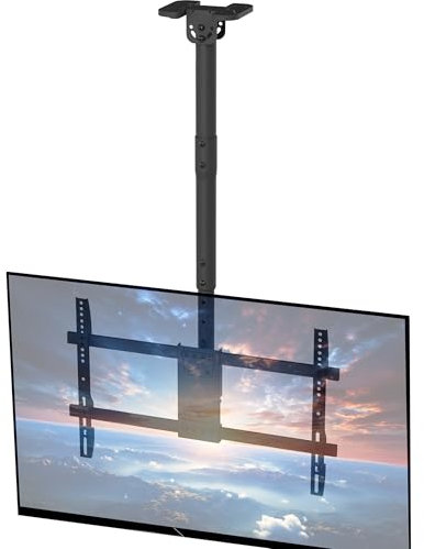 VIVO Ceiling TV Mount for 43 to 86 inch Screens, Telescoping Height Adjustment with 3ft Extension Pole, Fits Pitched/Vaulted Roof, Holds 132 lbs, Black, MOUNT-VC86-3