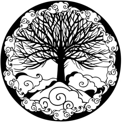 Autocollant mural en vinyle avec cercle de vie et arbre, décoration de chambre à coucher, style mandala de yoga, autocollant mural avec arbre et nuages, décoration murale en vinyle-S-42x42cm-Black