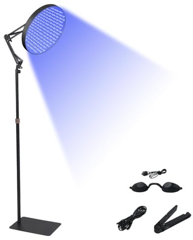 Solarium für Zuhause,Rund Tragbare Bräunungslampe mit 250 LEDs und Ständer,50W Gesichtsbräuner Sonnenlampe für Körper und Gesicht (Schwarz, mit Hoher Ständer)